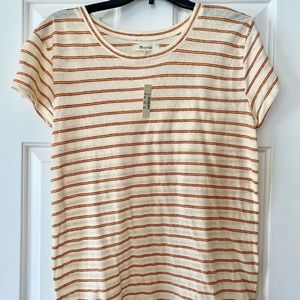 NWT Madewell burnt orange/ cream classic striped tee S